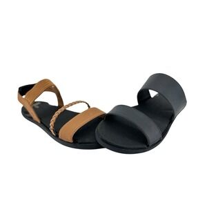 NEW Solely Jane Size 6.5 Black Comfort Flat Base + Milan Onyx & Maui Walnut Tops